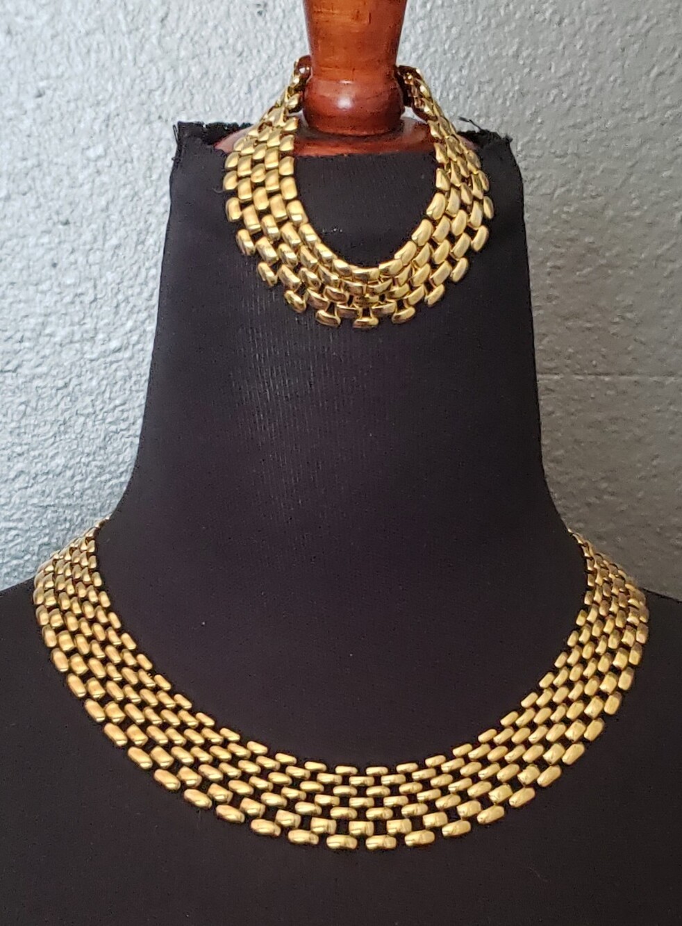 Gold-Tone Layered Link Choker Necklace & Bracelet Set